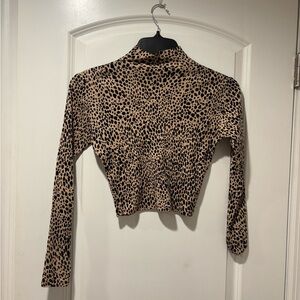Brandy Melville Tan and Black Animal Print Crop Top